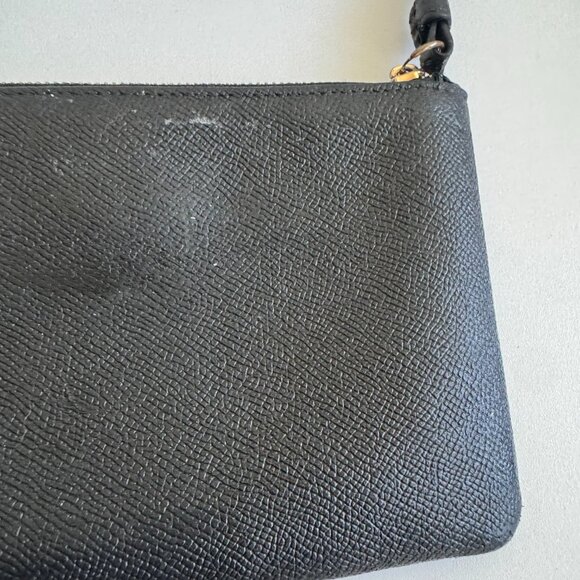 Coach Black Pebbled Leather Wristlet L2391 Gold Hardware Zip Pouch - Picture 9 of 16